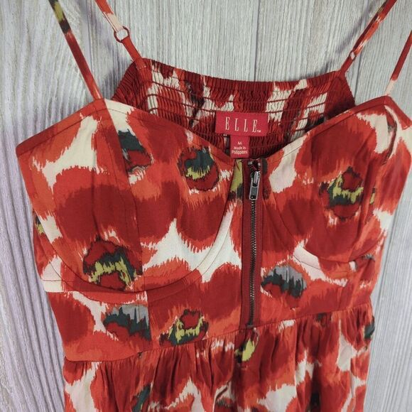 Elle Women's Medium Red Orange Spaghetti Strap Maxi Dress Gown Sundress - Picture 5 of 8